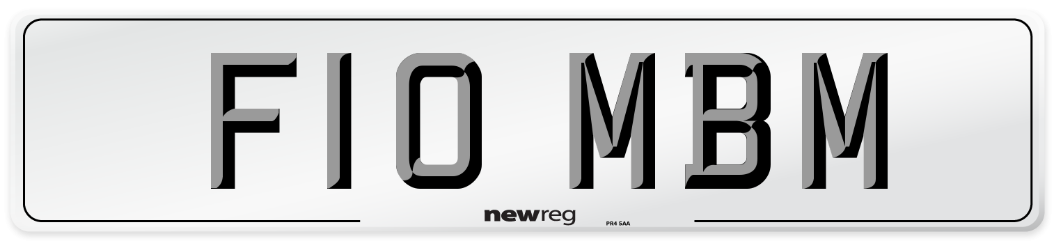 F10 MBM Number Plate from New Reg